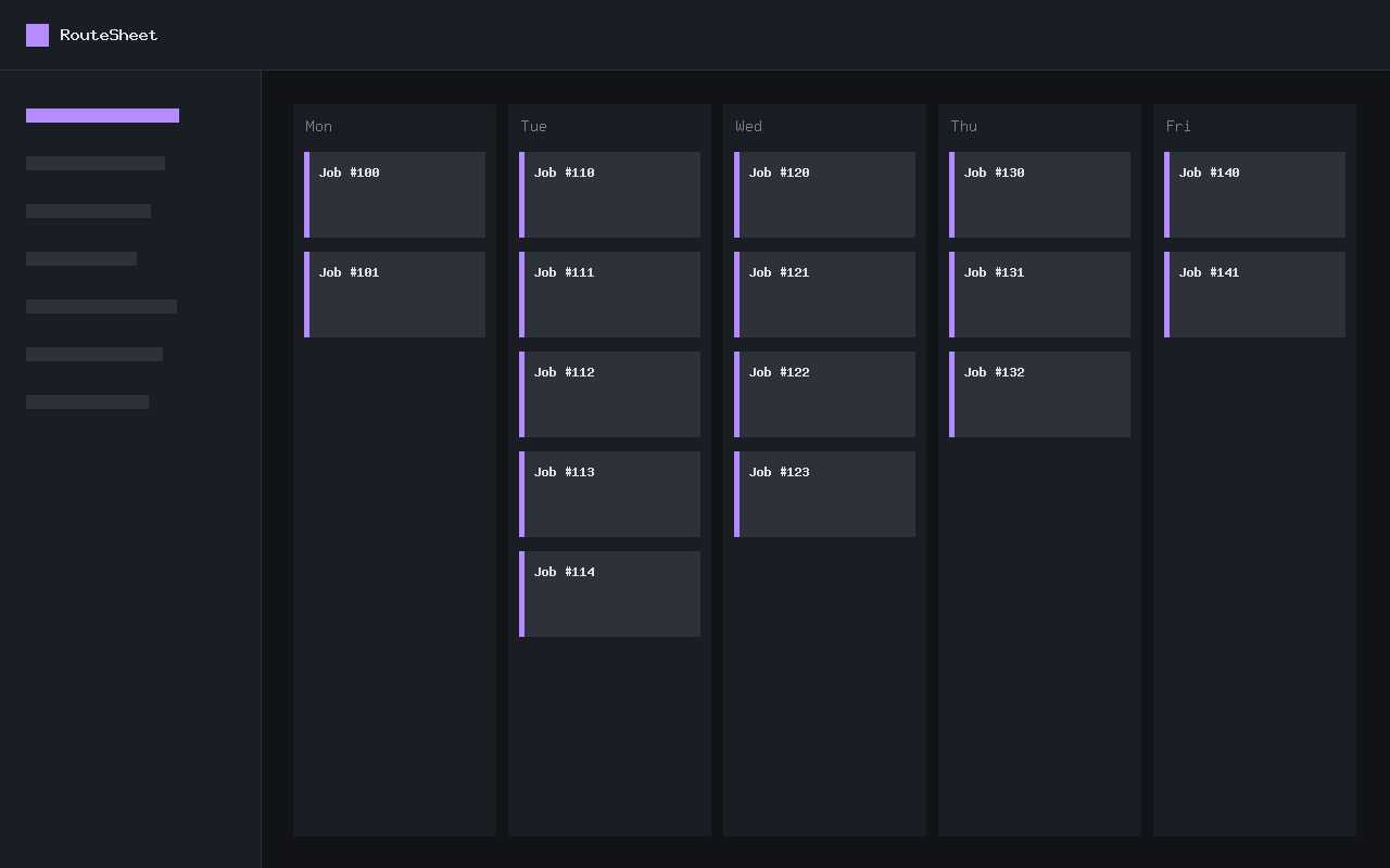 Screenshot of RouteSheet